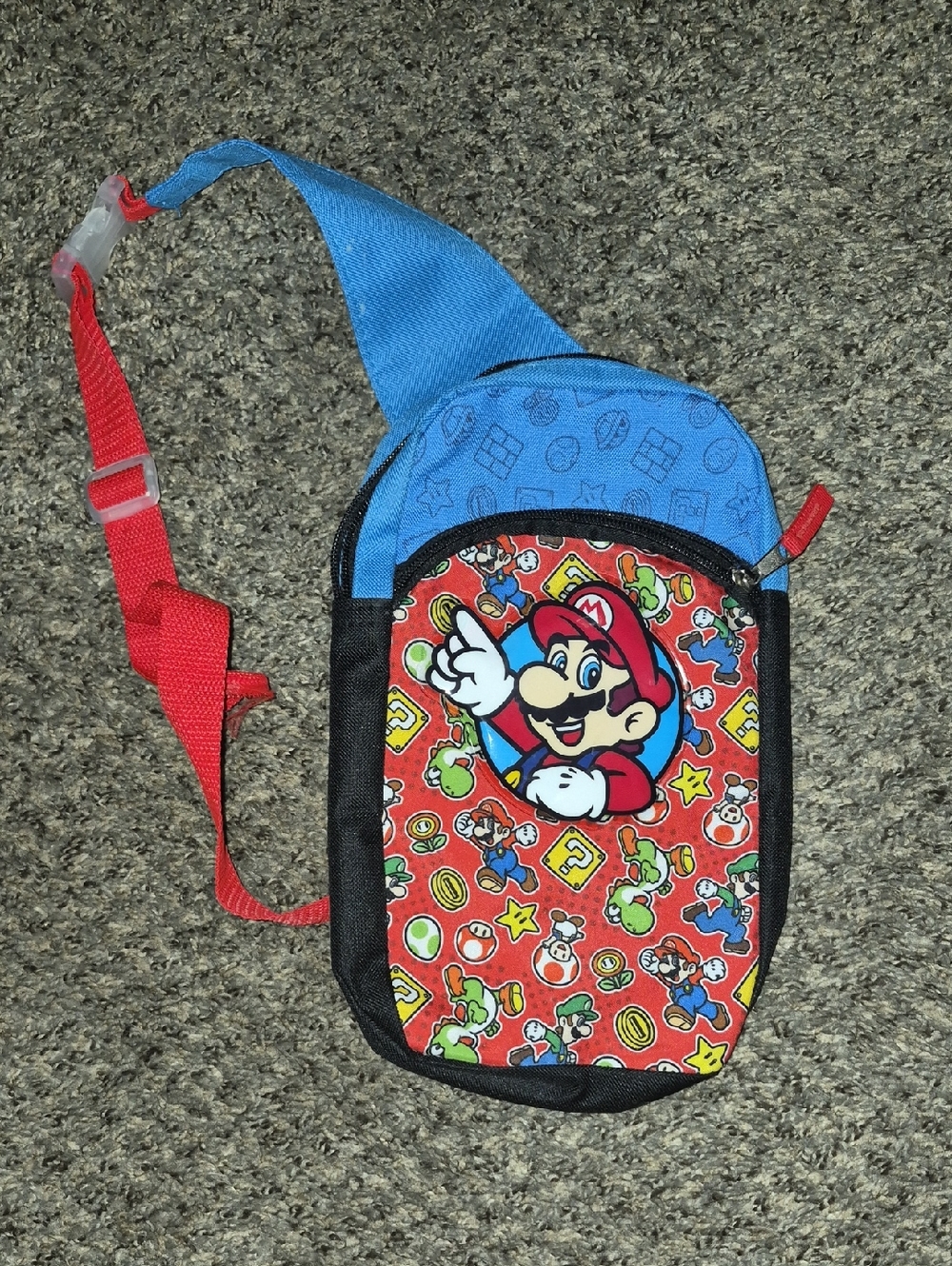 Nintendo Kids Mario Sling Bag in Red and Blue with Character Print